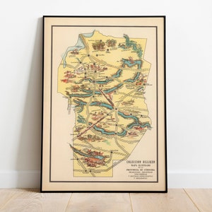Landkarte von Cordoba, Argentinien| Alte Karte Wand Kunstdruck | Gerahmter Kunstdruck| Vintage Karte Wand Leinwand| Wandbild| Posterdruck