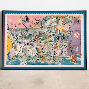 Karte von Bundesstaat Louisiana und Mississippi| Vintage Karte | Leinwandbild | Louisiana Karte Wandkunst| Mississippi Karte Wandkunst