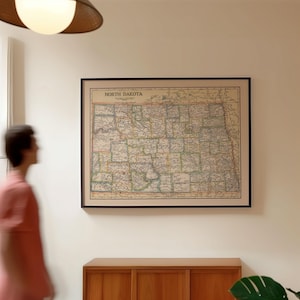 Old Map of North Dakota 1920 Framed Poster Print Wall Art Canvas Art Print Wall Decor
