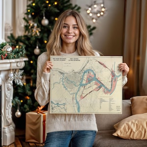 Stampa artistica della mappa di Danzica del 1929: decorazione murale della città di Danzica