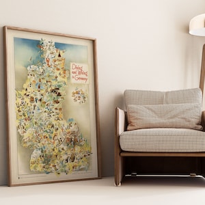 Germany Gastronomy Map: Vintage Kitchen Wall Art Print