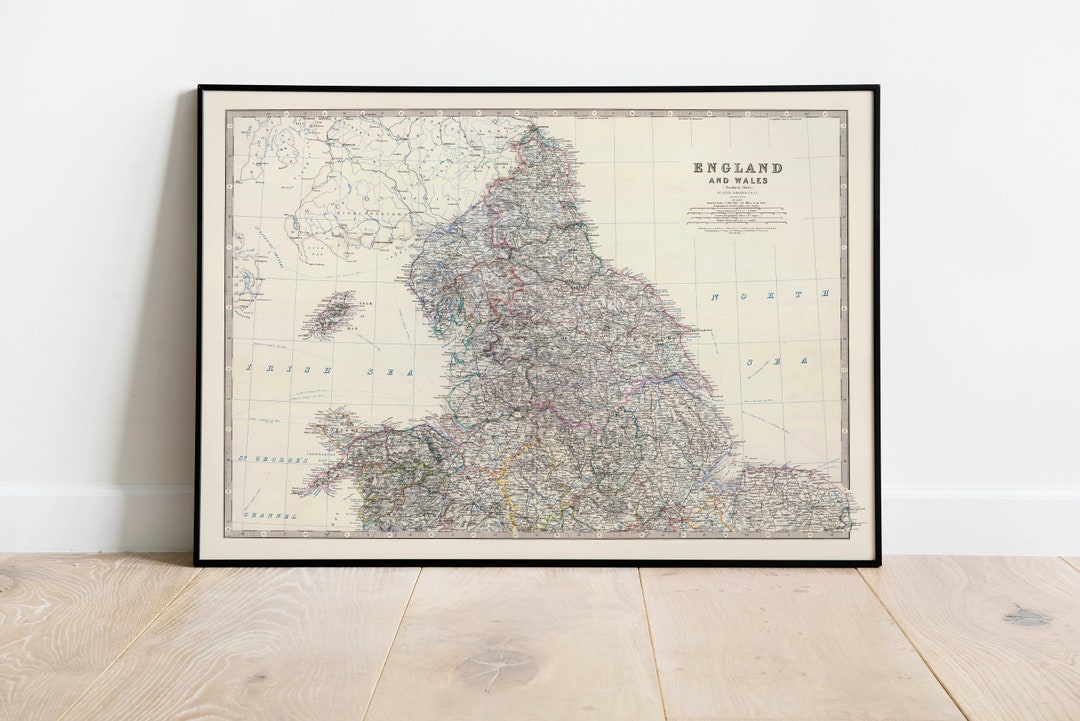 Buy 1861 England and Wales Map: Vintage Wall Art Print Online in India ...