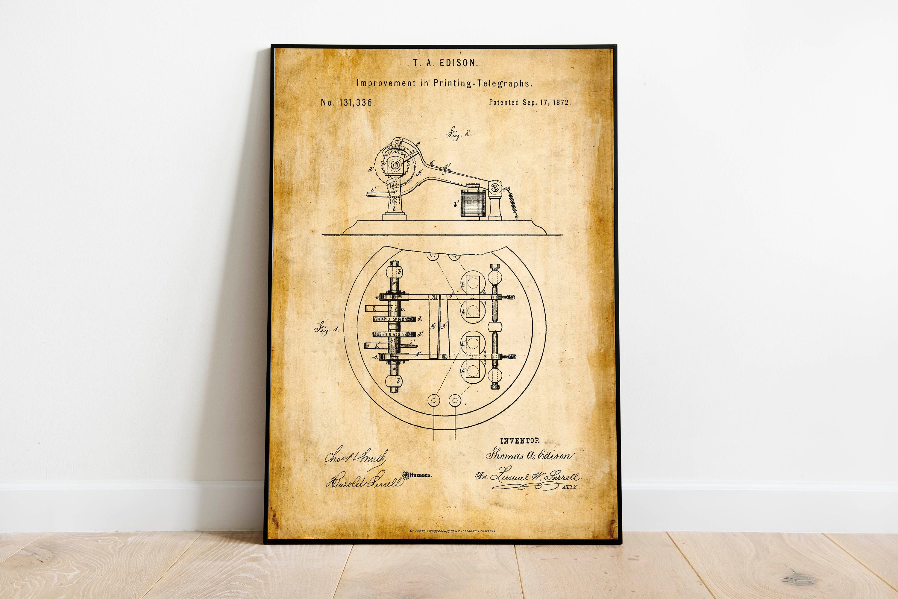 Telegraph Patent Print| Framed Art Print| Vintage Poster Wall Decor| Art Canvas| Wall Poster| Wall Art Prints| Wall Prints
