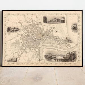 Aberdeen Map Print | Fine Art Prints| 1851 Aberdeen Karte Wandkunst| Gerahmte Kunst| Leinwandbild| Poster Kunst| Drucke Wandkunst| Stadt Karte Wandbilder