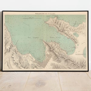 Stadtplan von Wellington| Karten von Neuseeland| Posterdruck | Gerahmtes Wandbild| Leinwanddruck Wanddeko | Wandposter| Vintage Karte Wandkunst