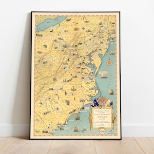 Wichtigste Ereignisse im Leben von George Washington| Vintage Karte USA Geschichte| George Washington Kunst Leinwand | Alte Landkarte Wandbild