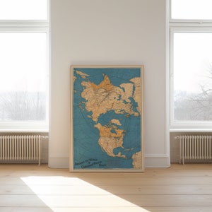 Impresión de arte de pared de mapa mundial / Póster enmarcado / Impresiones de arte de mapa vintage / Decoración de pared de arte de lienzo / Impresión de póster / Impresión enmarcada de percha