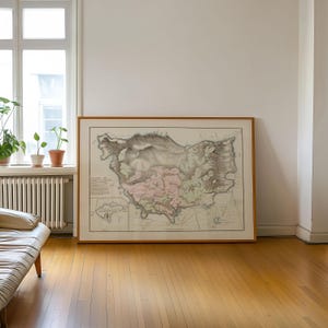 Mapa y carta de la Isla Norfolk del Estudio Real de 1840, Impresión enmarcada, Arte de pared, Impresión artística, Decoración de pared