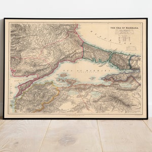 Bosporus Karte Print| Fine Art Prints| 1876 Bosporus Karte Wandkunst| Gerahmte Wandkunst| Leinwandbild | Poster Kunst| Drucke Wandkunst| Landkarte Wandbilder