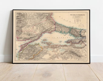 Bosphorus Map Print| Fine Art Prints| 1876 Bosphorus Map Wall Art| Framed Wall Art| Canvas Art| Poster Art| Prints Wall Art| Map Wall Prints