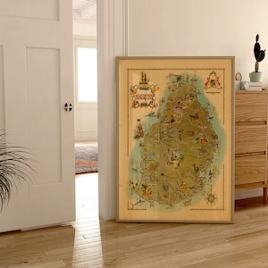 Mapa histórico de Mauricio/ Mapas de África/ Impresión de póster/ Impresión de pared enmarcada/ Decoración de pared con impresión de lienzo/ Póster de pared/ Arte de pared de mapa vintage