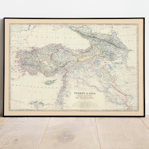 Carte composite de la Turquie en Asie 1861| Transcaucasie| Décoration murale de carte| Art mural carte vintage| Impression d'affiche | Impression d'art encadrée| Impression sur toile Carte