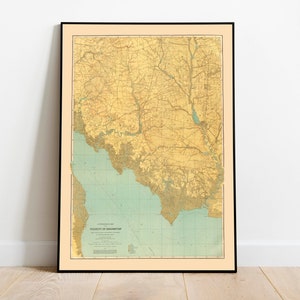 Topographische Karte von Delaware Bay| Bridgeton Map Print | Home Wand Kunst Druck| Vintage Karte | Wandkunst Gerahmt| New Jersey Wandkunst