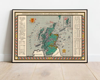 Historical Map of Scotland| Scotland Map Wall Print| Scotland Map Canvas Wall Art| Old Map Scotland Wall Decor| Vintage Poster Art
