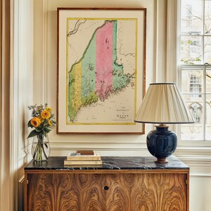 Old Map of Maine 1815 Framed Poster Print Wall Art Canvas Art Print Wall Decor