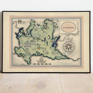 Landkarte von der Region Kunstgeschichte| 1939 Italien Karte | Gerahmte Wandkunst| Leinwandbild | Poster Kunst| Drucke Wandkunst| Landkarte Wandbilder