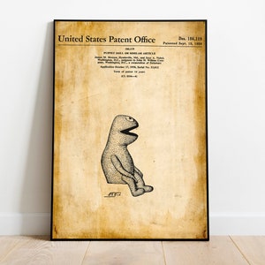 Kermit the Frog Patent Print Framed Art Print Vintage Poster Wall Decor Art Canvas Wall Poster Wall Art Prints Wall Prints image 5