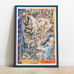 Alte Karte von Oregon und Washington Poster | Wandbild Oregon | Washington Leinwand Wandkunst| Washington Wandbild | ""Oregon Canvas"""