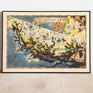 The Eastern Shore Map Print | Maryland Map Wall Print | Maryland Leinwand Wandkunst| Vintage Poster Kunst| Maryland Wanddeko