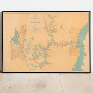 Carta Náutica del Canal de Panamá 1906/ Decoración de pared de mapa antiguo/ Arte de pared de mapa vintage/ Impresión de póster/ Impresión de arte enmarcado/ Mapa de impresión de lienzo