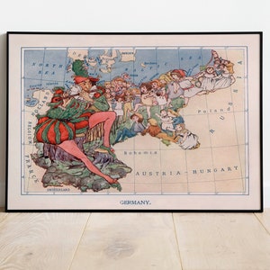 Historical and Pictorial Map of Germany| Old Map Wall Art Print| Framed Art Print| Vintage Map Wall Canvas| Wall Print| Poster Print