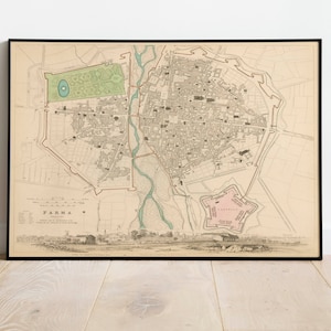 Stampa murale mappa della città di Parma/ Mappa Parma 1836/Stampa poster/Stampa su tela Arte murale/Poster d'arte murale vecchia mappa/Decorazione murale mappa incorniciata