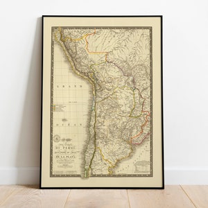 Historische Karte von Peru und Chile 1828| Alte Karte Wanddeko | Vintage Karte Wandkunst| Posterdruck | Gerahmter Kunstdruck| Leinwanddruck Karte