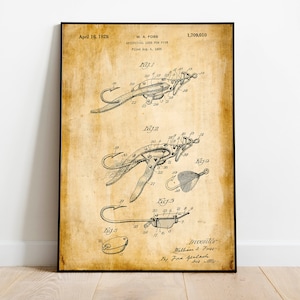 Fishing Art Print for Wall Decor Fishing Gifts for Men Fishing Lure Cabin Wall Decor Fisherman Man Cave Wall Art