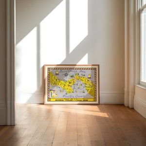 Mapa pictórico de la República de Panamá y Zona del Canal/ Impresión de arte de pared de mapa antiguo/ Cartel de pared de mapa vintage/ Impresión de cartel del Canal de Panamá