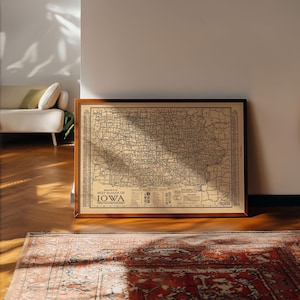 Map of the Roads of Iowa 1926 Ingelijste poster print muurkunst canvaskunst muurdecoratie