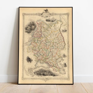 Mapa de Rusia en Europa 1851/ Cartel de mapa antiguo Arte de pared/ Impresión de arte de pared de lienzo / Cartel de pared de mapa vintage / Decoración de pared con impresión de mapa / Arte de pared de Rusia