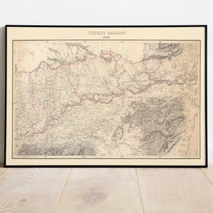 Karte von Distrikt Darrang 1890| Indien Landkarten| Alte Karte Wanddeko | Vintage Karte Wandkunst| Posterdruck | Gerahmter Kunstdruck| Leinwanddruck Karte