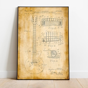 Electric Guitar Patent Print| Framed Art Print| Vintage Poster Wall Decor| Art Canvas| Wall Poster| Wall Art Prints| Wall Prints