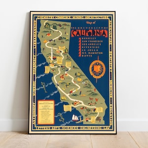 Mappa dell'Università della California 1939/ Stampa da parete vecchia mappa/ Poster da parete/Stampa su tela da parete/Poster da parete con mappa vintage