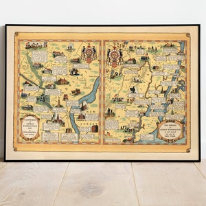 Karte von George Washingtons Leben in Philadelphia| The Shrines of George Washington Rund um die Stadt New York Wandbild
