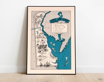 Carte geographique, statistique et historique du Delaware. Delaware