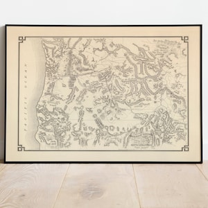 Washington Map Print | Fine Art Prints| 1935 Washington Karte Wand Kunst| Gerahmte Kunst| Leinwandbild | Poster Kunst| Drucke Wandkunst| Landkarte Wandbilder