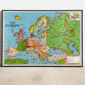 Map of Europe in 1923 Map of Aftermath of World War I Political Europe Map Pictorial Map of Europe Antique Europe Continent Map image 1