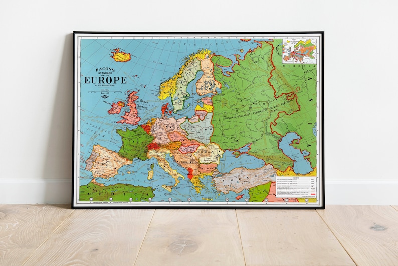 Map of Europe in 1923 Map of Aftermath of World War I Political Europe Map Pictorial Map of Europe Antique Europe Continent Map image 1