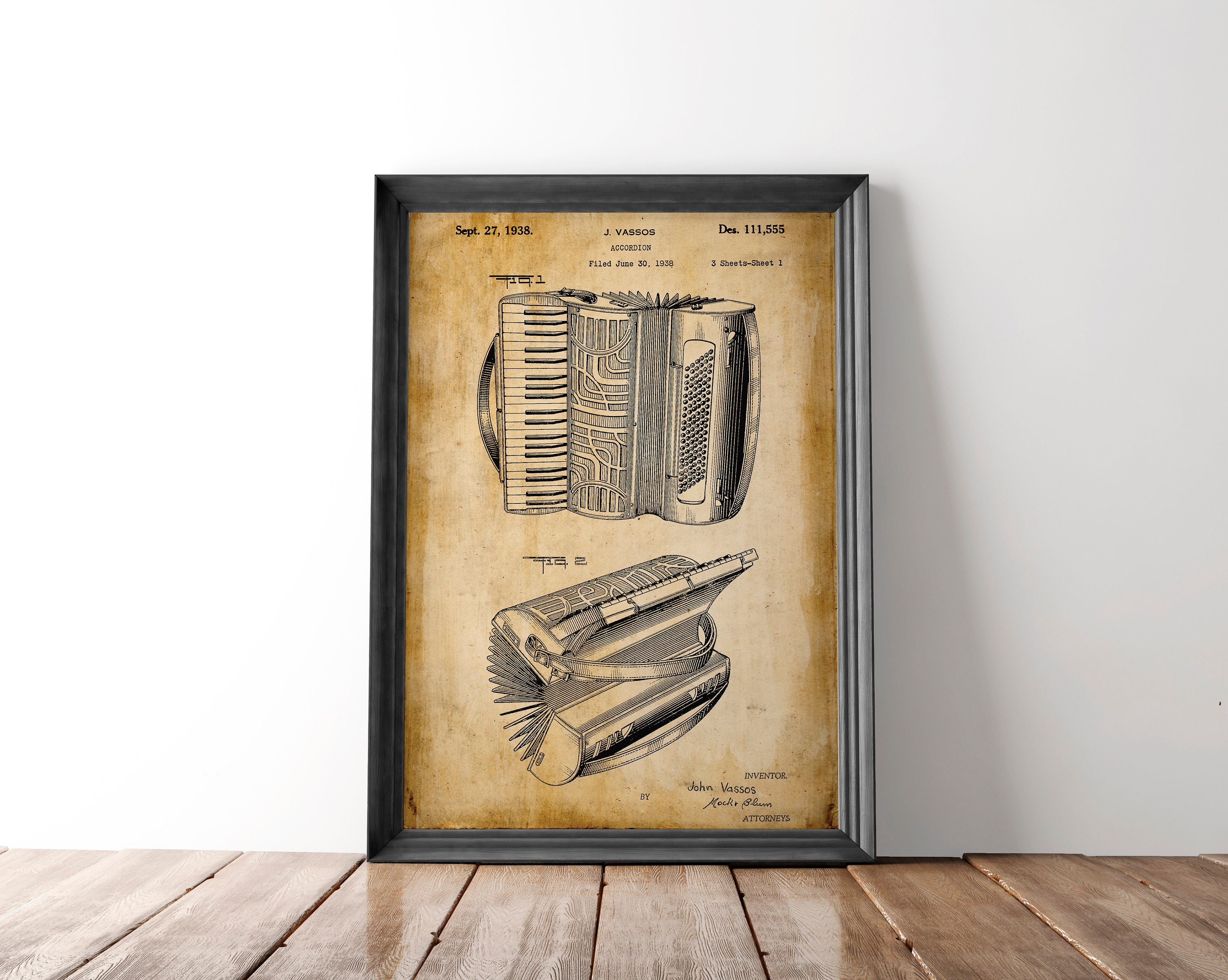 Accordion Poster Patent Prints Accordion Wall Art Musician Etsy