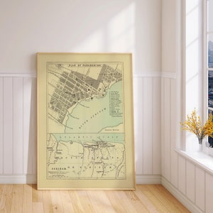 Impresión de póster de mapa de Paramaribo/ Arte de pared de mapa vintage/ Póster de mapa de Surinam/ Mapa desplegable/ Impresión de mapa de pared/ Arte de pared de mapa de Paramaribo