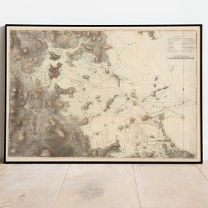 Seekarte von Boston Harbour 1775| Alte Karte Wanddeko | Vintage Karte Wandkunst| Posterdruck | Gerahmter Kunstdruck| Leinwanddruck Karte