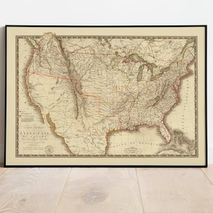 Historische Karte von USA und Kanada 1821| Alte Karte Wanddeko | Vintage Karte Wandkunst| Posterdruck | Gerahmter Kunstdruck| Leinwanddruck Karte