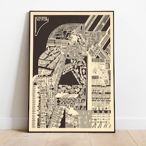 Carte illustrée de Boston| Affiche imprime Art mural | Plan des rues de Boston| Anciennes impressions murales de carte | Carte sur toile prête à accrocher | Plan de la ville
