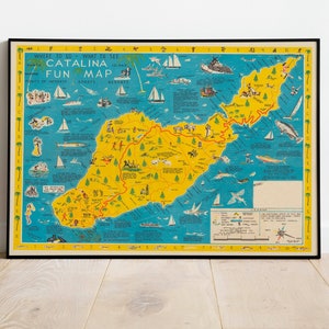 Santa Catalina Island Karte Poster | Santa Catalina Island Karte Print Wandkunst| Karte Poster Print| Pull Down Karte| Leinwanddruck Wanddeko