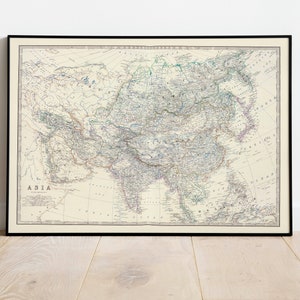 Zusammengesetzte Landkarte von Asien 1861| Alte Karte Wanddeko | Vintage Karte Wandkunst| Posterdruck | Gerahmter Kunstdruck| Leinwanddruck Karte