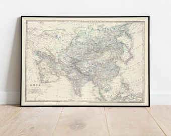 Composite Map of Asia 1861| Old Map Wall Decor| Vintage Map Wall Art| Poster Print| Framed Art Print| Canvas Print Map