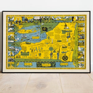Historische kaart van New York| New York kaart kunst aan de muur| Canvas Print Muur Decor| Vintage kaartposter| New Yorkse muurprint| Oude kaart wand decor