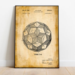 Laminar Geodesic Dome Patent Print| Framed Art Print| Vintage Poster Wall Decor| Art Canvas| Wall Poster| Wall Art Prints| Wall Prints
