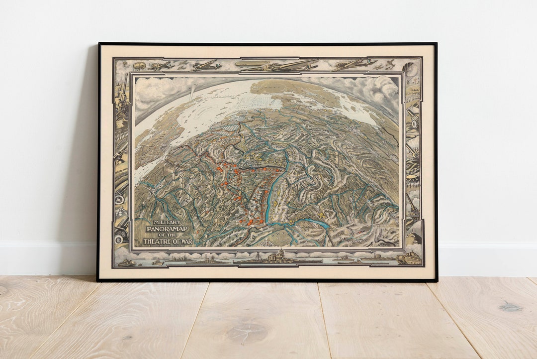 WWII Military Map Print: 1940s War Panorama, Vintage Wall Art - Etsy